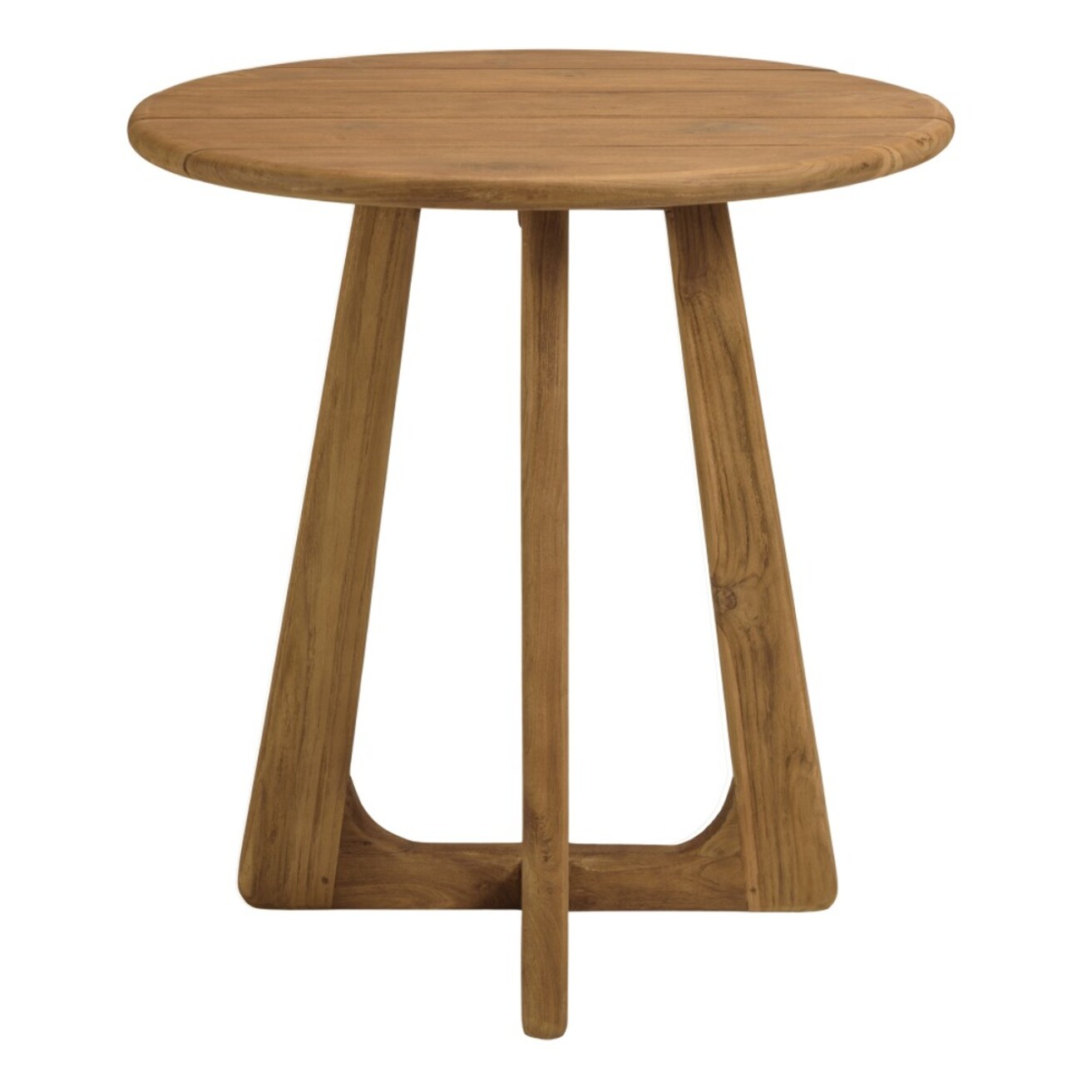 COLINE - Table à manger de jardin ronde en bois de teck recyclé D70cm (2 COLIS)