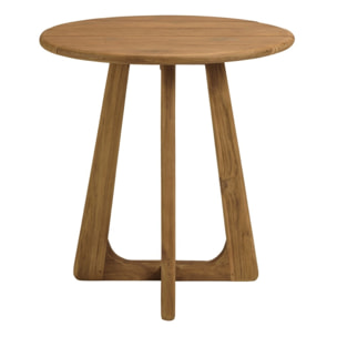 COLINE - Table à manger de jardin ronde en bois de teck recyclé D70cm (2 COLIS)