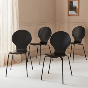 Chaise rétro empilables bois d'hévéa et contreplaqué (lot de 4) NAOMI