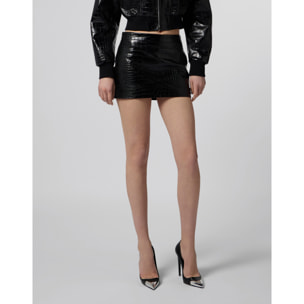 PHILIPP PLEIN Leather Mini Skirt Cocco