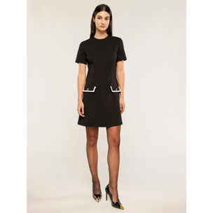 Motivi - Mini dress con bordes en contraste - Negro