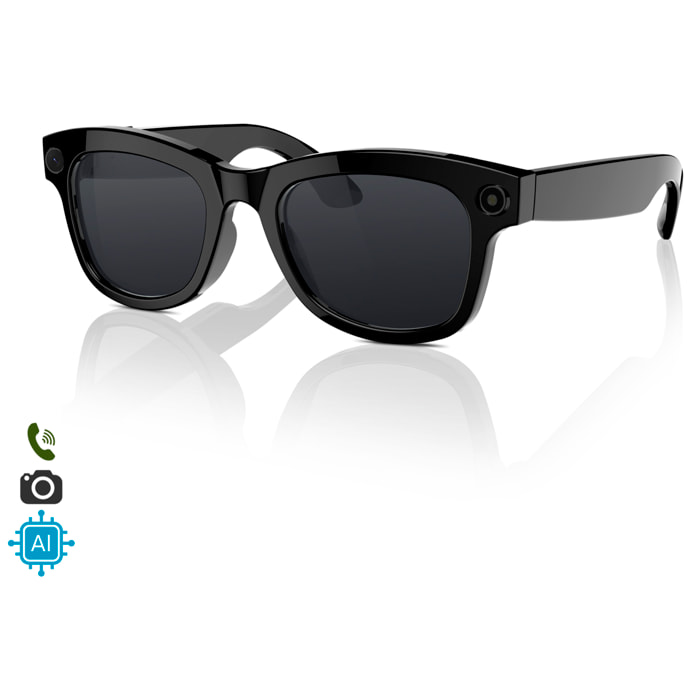Gafas inteligentes M01 PRO, cámara con flash integrada de 8 MPX, control de música, inteligencia artificial, traducción de +100 idiomas en tiempo real.