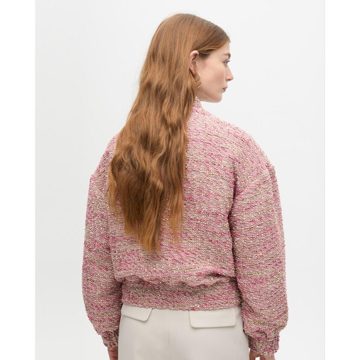 Bomber in Tweed con Tasche con Zip