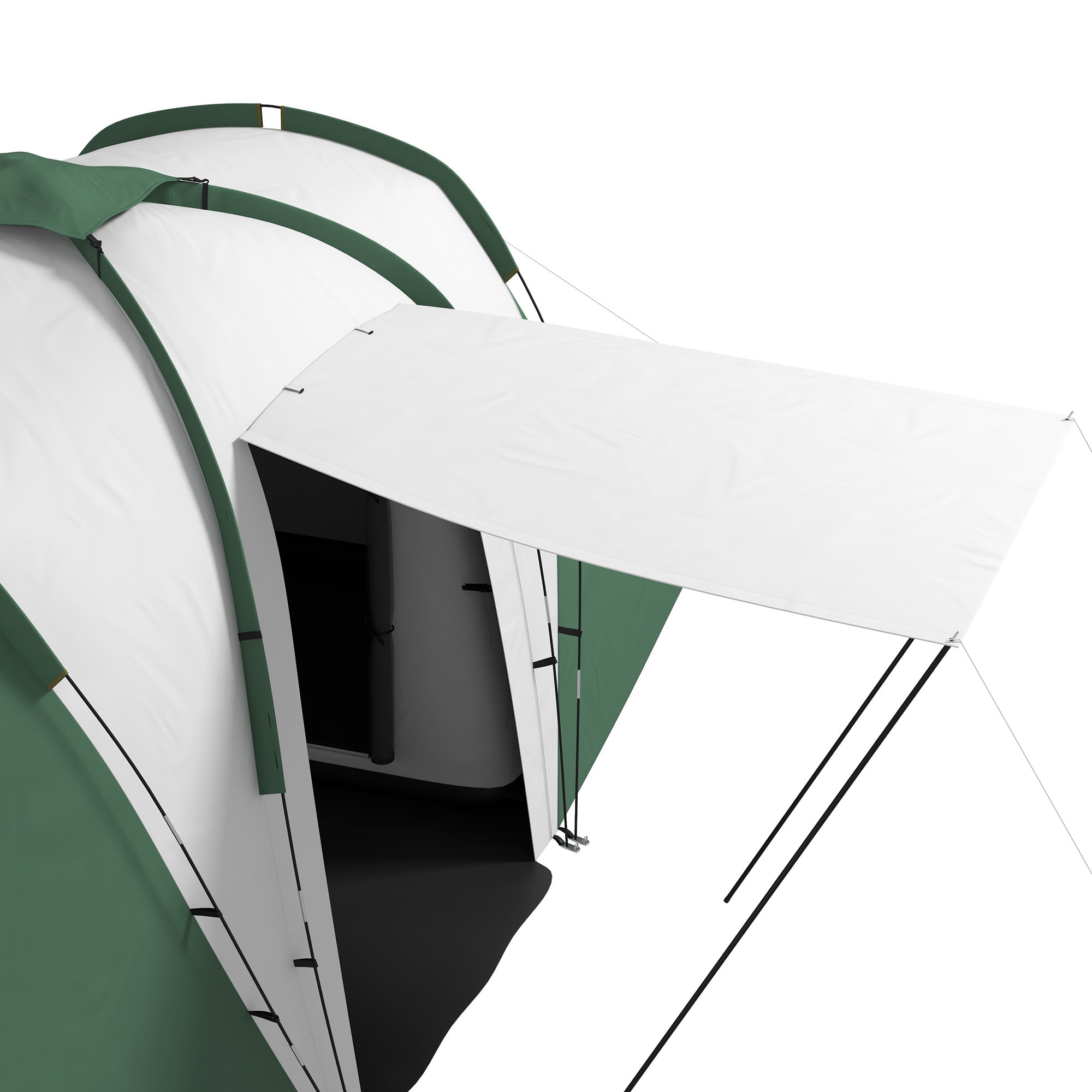 Tente de camping familiale 4-6 pers. - tente tunnel 2 grandes portes sac inclus - fibre verre polyester gris vert