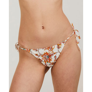 Braga de bikini semibrasileña con lazos y estampado floral