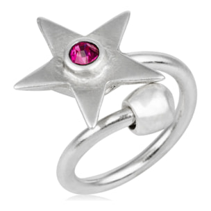 Anillo estrella swarovski fuschia plata925chapado