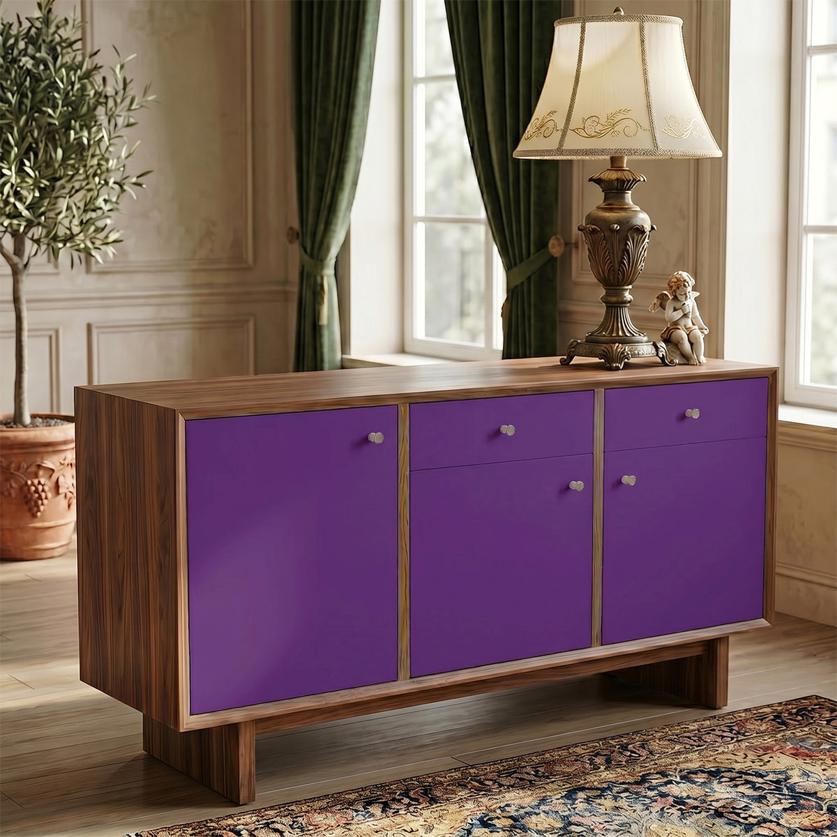 Rouleau adhésif décoratif Vinyle au Mètre - Violet - Sticker Lavable Imperméable Mur Cuisine Meubles