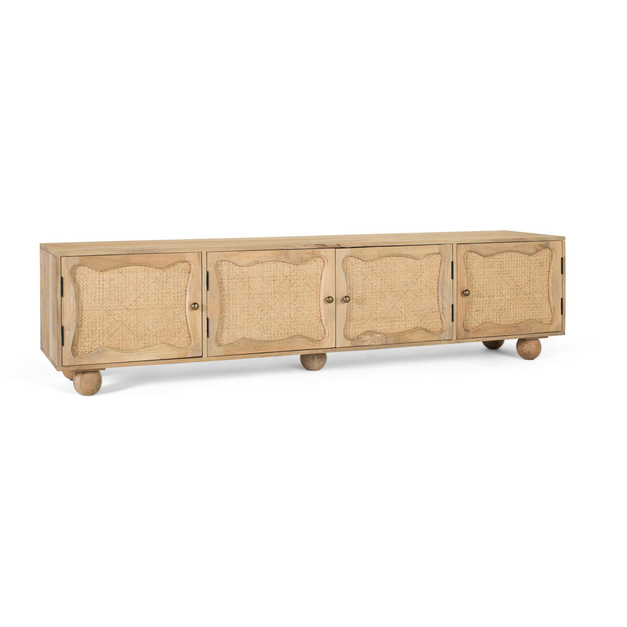 Meuble TV en bois de manguier 200 cm style boho méditerranéen