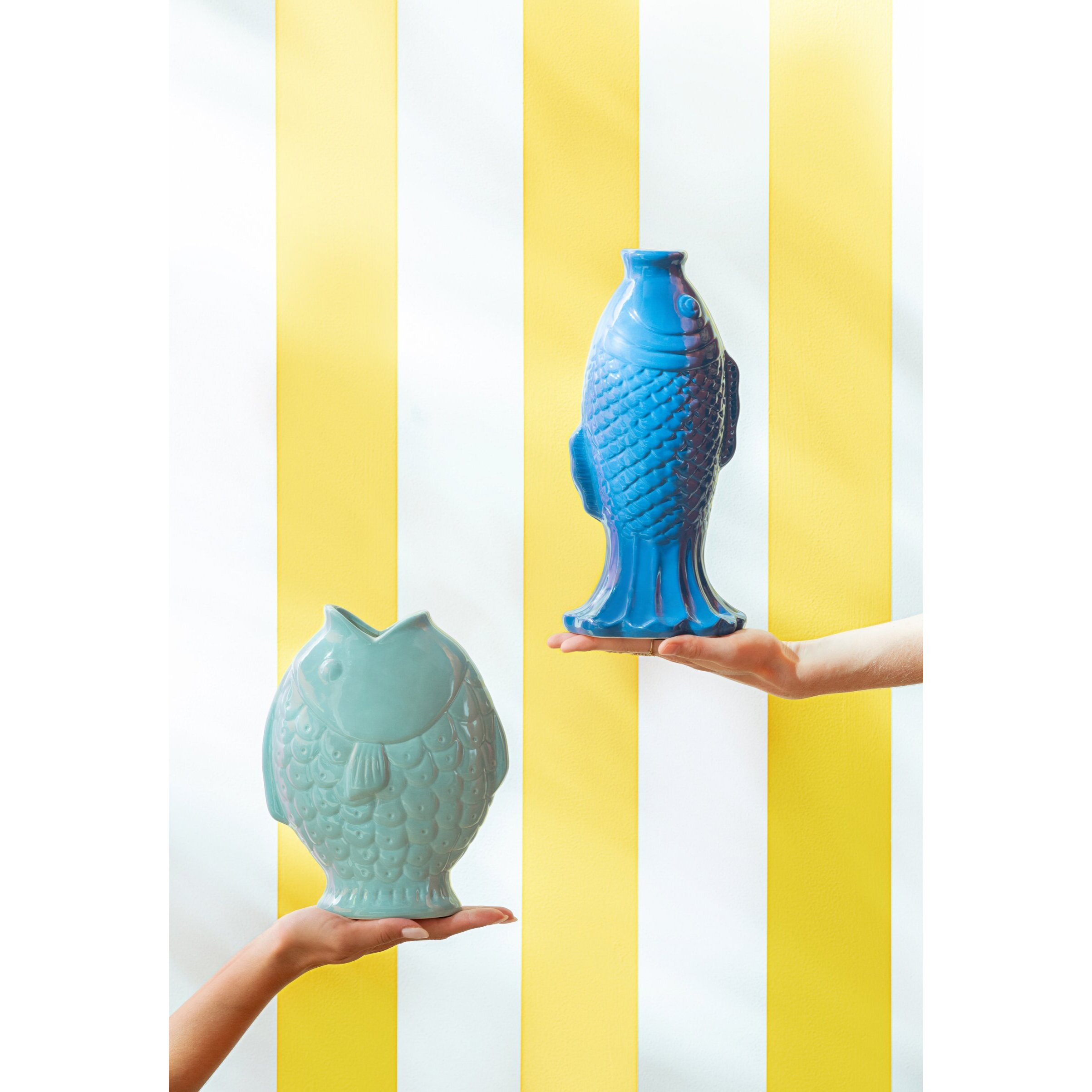 J-Line Vase Poisson Large - grès - turquoise