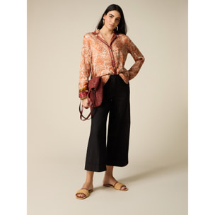 Oltre - Pantaloni cropped misto cotone - Nero