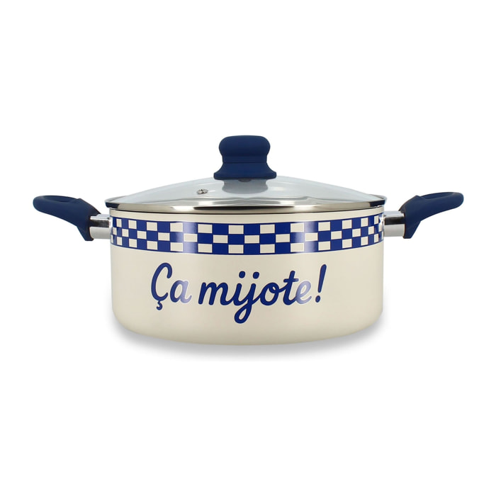 Faitout en aluminium recyclé et antiadhésif bleu - tout feux GINETTE