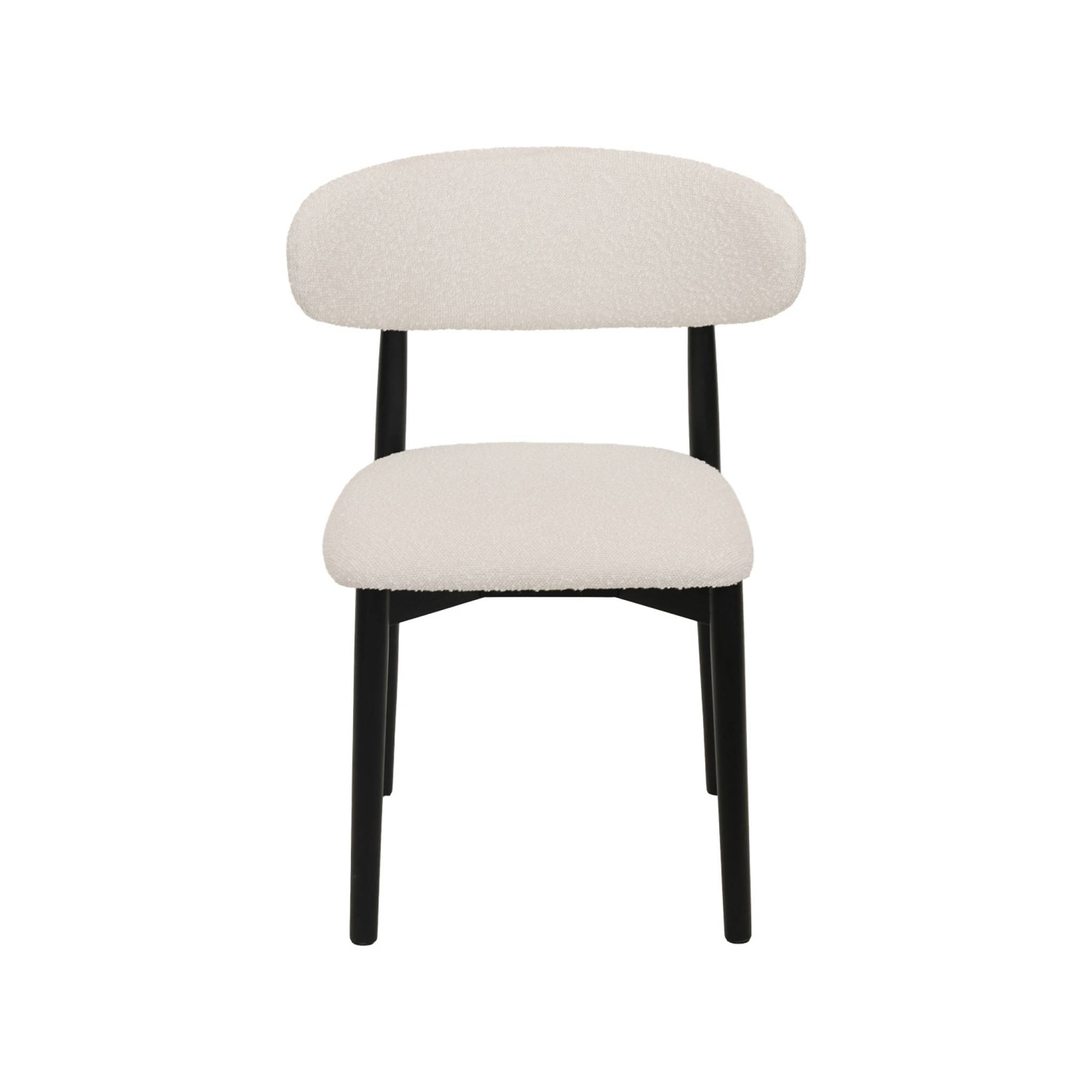 Chaise bois d'hévéa et tissu bouclette (lot de 2)  PAOLA