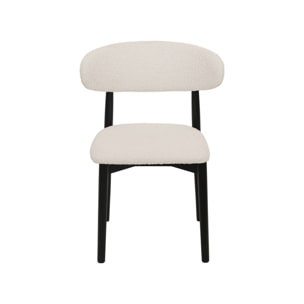 Chaise bois d'hévéa et tissu bouclette (lot de 2)  PAOLA