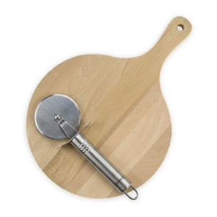 Planche à pizza 30 cm en bois et roulette Fackelmann Boissellerie