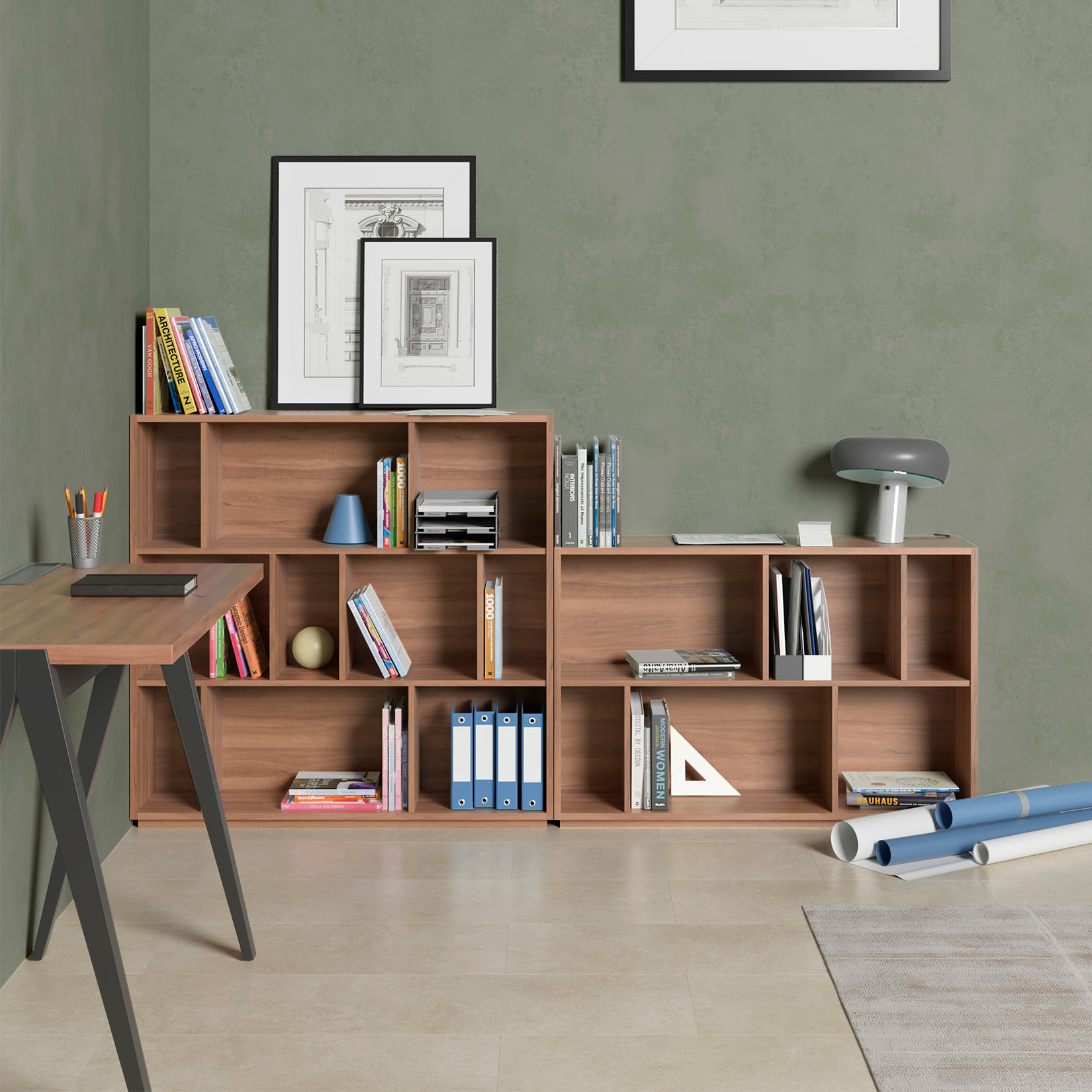 Estantería librería Nack melamina nogal 80x119x32 cm