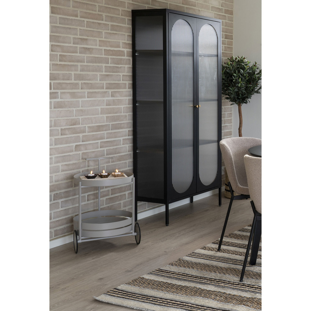 Carrello bar Beja in acciaio grigio 2 ripiani rotondi 40x42x61 cm