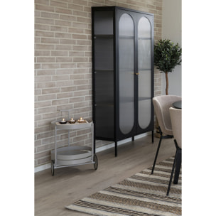 Carrello bar Beja in acciaio grigio 2 ripiani rotondi 40x42x61 cm