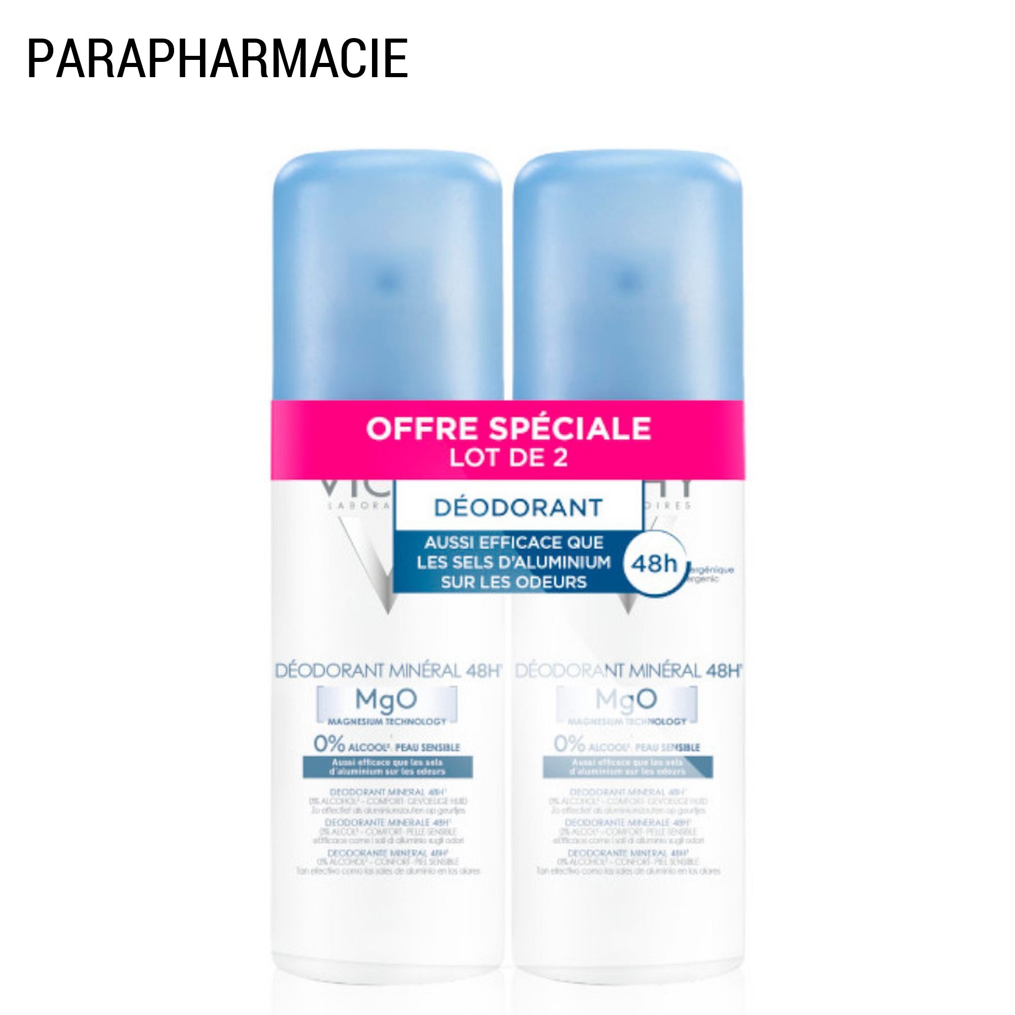 Déodorant Minéral 48H - Spray Sans Sel D'Aluminium 2x125 ml