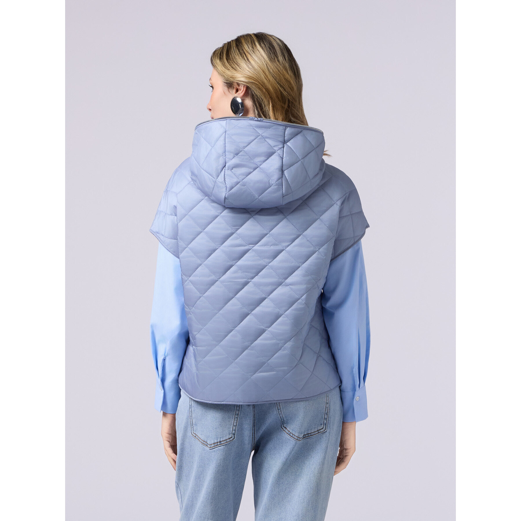 Oltre - Quilted cape with jersey interior - Light - blue