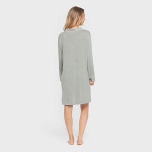 Camisón camisero viscosa punto mujer Verde Keike