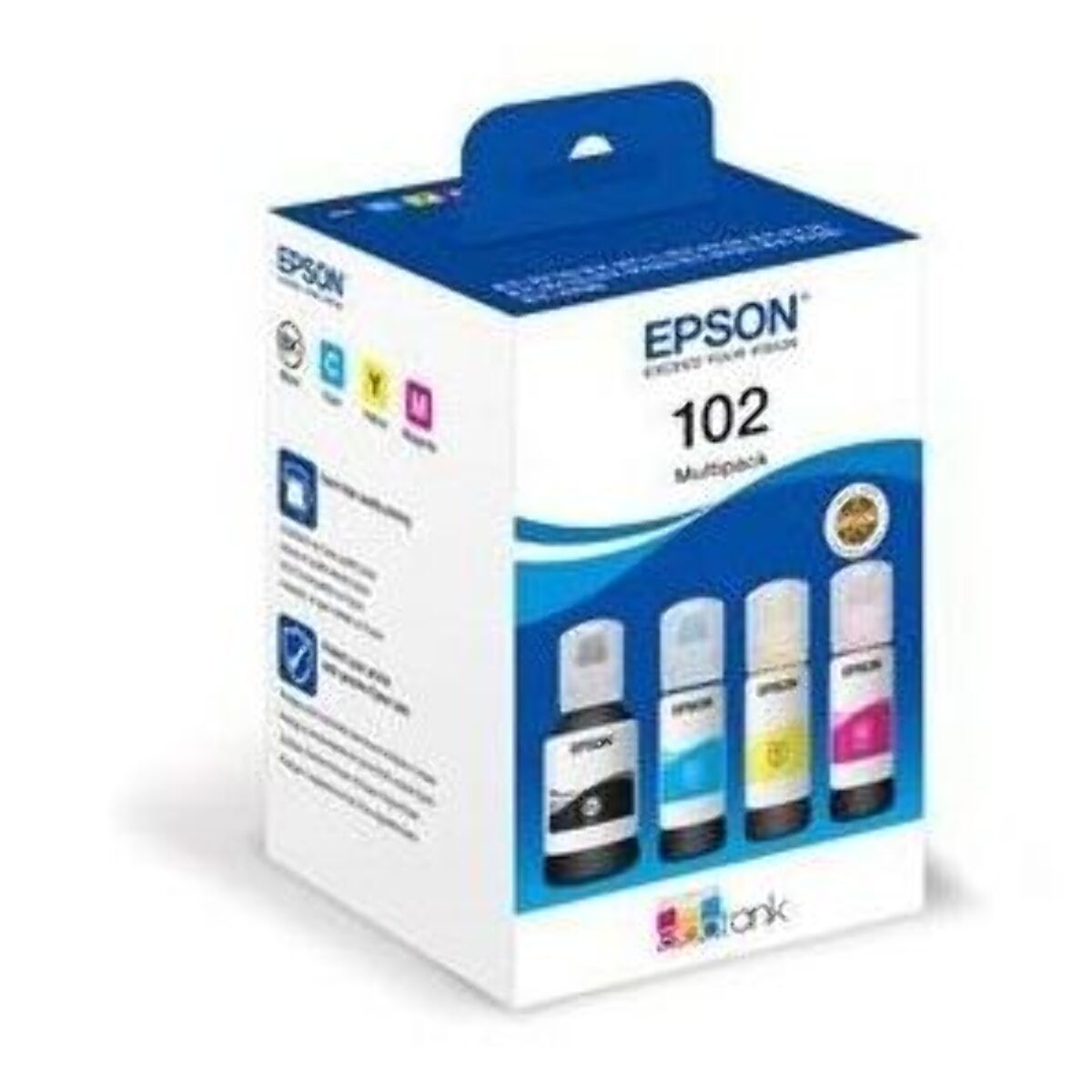 Cartouche d'encre EPSON Pack 4 Bouteilles d'Encre Ecotank 102 (Noir + 3 Couleurs Photo) - C13T03R14A