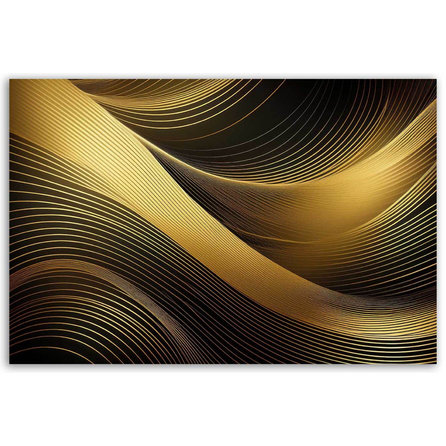 Tableau lignes dorées fluides Toile imprimée