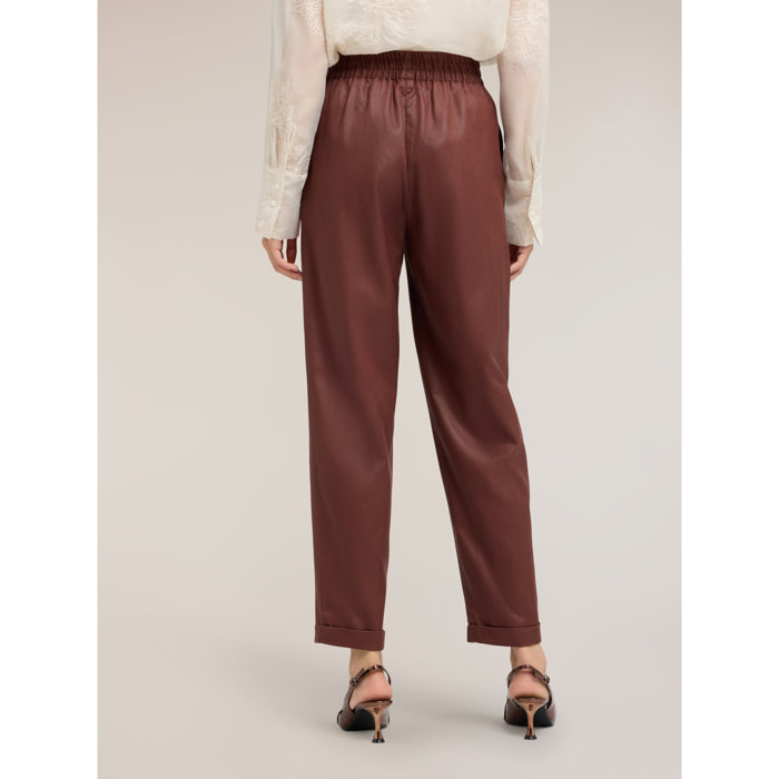 Motivi - Joggers in lyocell laminato - Marrone