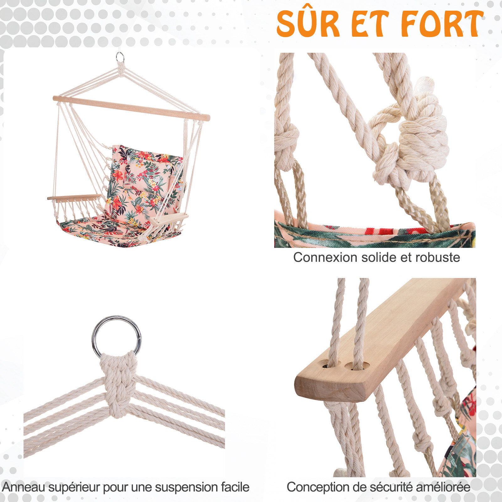 Chaise suspendue hamac de voyage multicolore