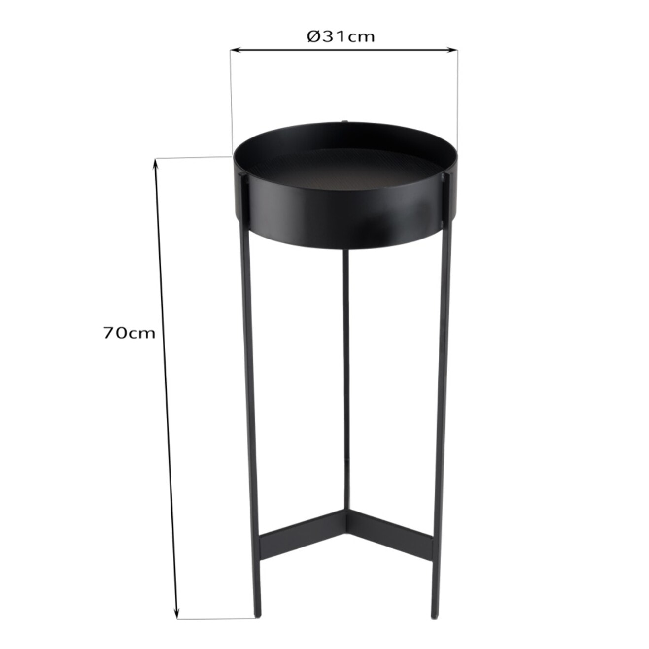 DALY - Selette ronde / porte plantes MM noire piètement métal