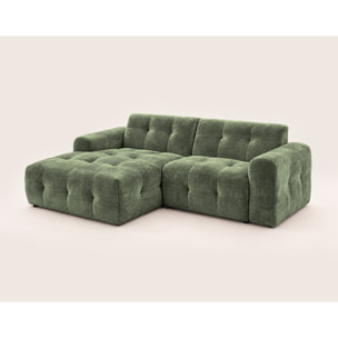 Diane - Canapé d'angle gauche 4 places en velours texturé - Vert sauge