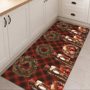 CASSESE HOME Passatoia/Tappeto Bordato Dec Natale Schiaccianoci in Poliestere con Retro Antiscivolo in PVC Made in Italy