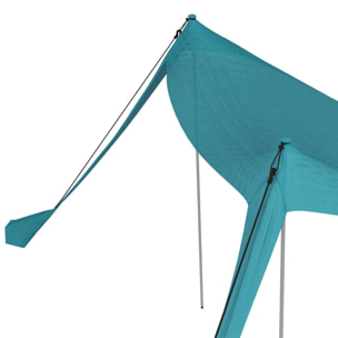 Tente de plage - abri solaire de camping - poteaux, piquets inclus - polyester-élasthanne bleu