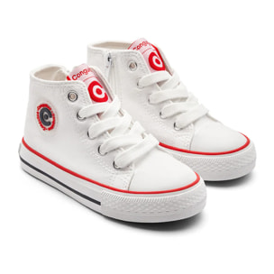 Zapatillas Altas Niña Estampado Blanco Detalle Rojo