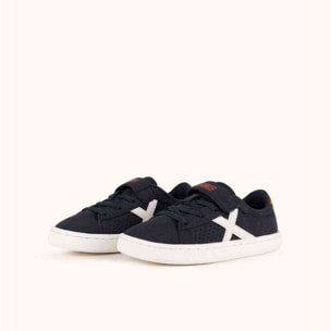 Zapatilla casual infantil azul marino con detalles en naranja MUNICH MINI OPEN VCO 03