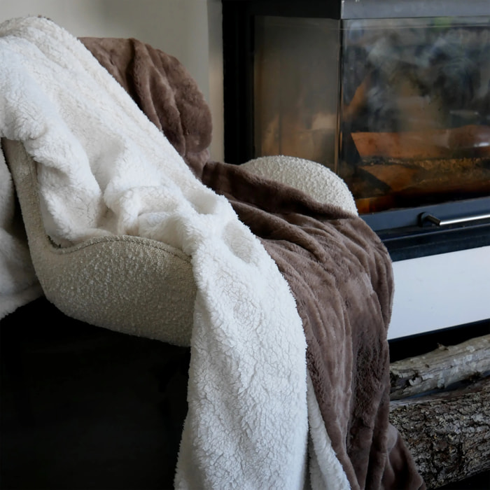 Plaid imitation "Lapin" 130x170cm 610g/m² - Cocoon Taupe Foncé