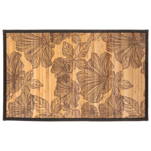 Tapis latte bambou 50x80cm "Black Flora" noir