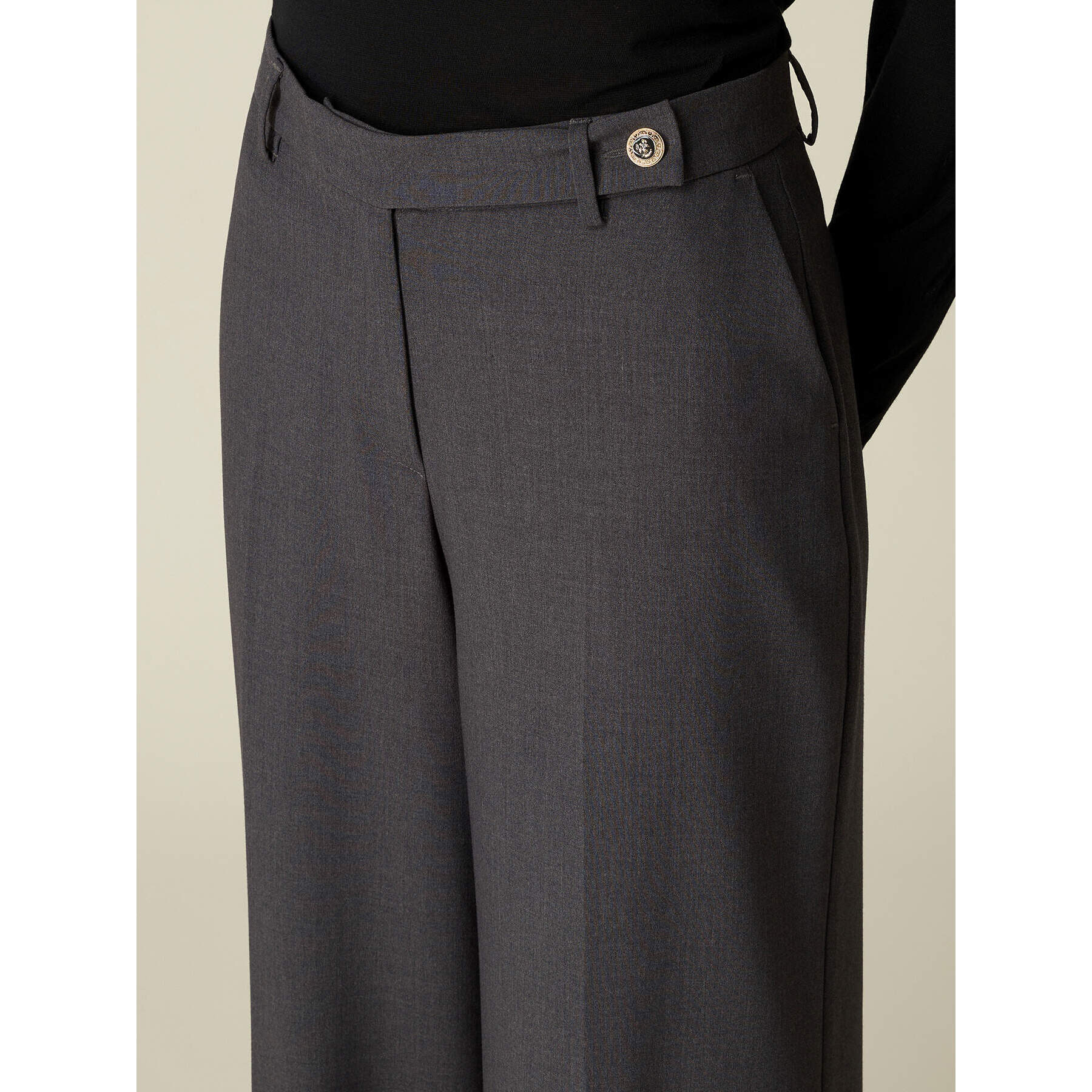 Oltre - Pantaloni palazzo tinto filo - Grigio