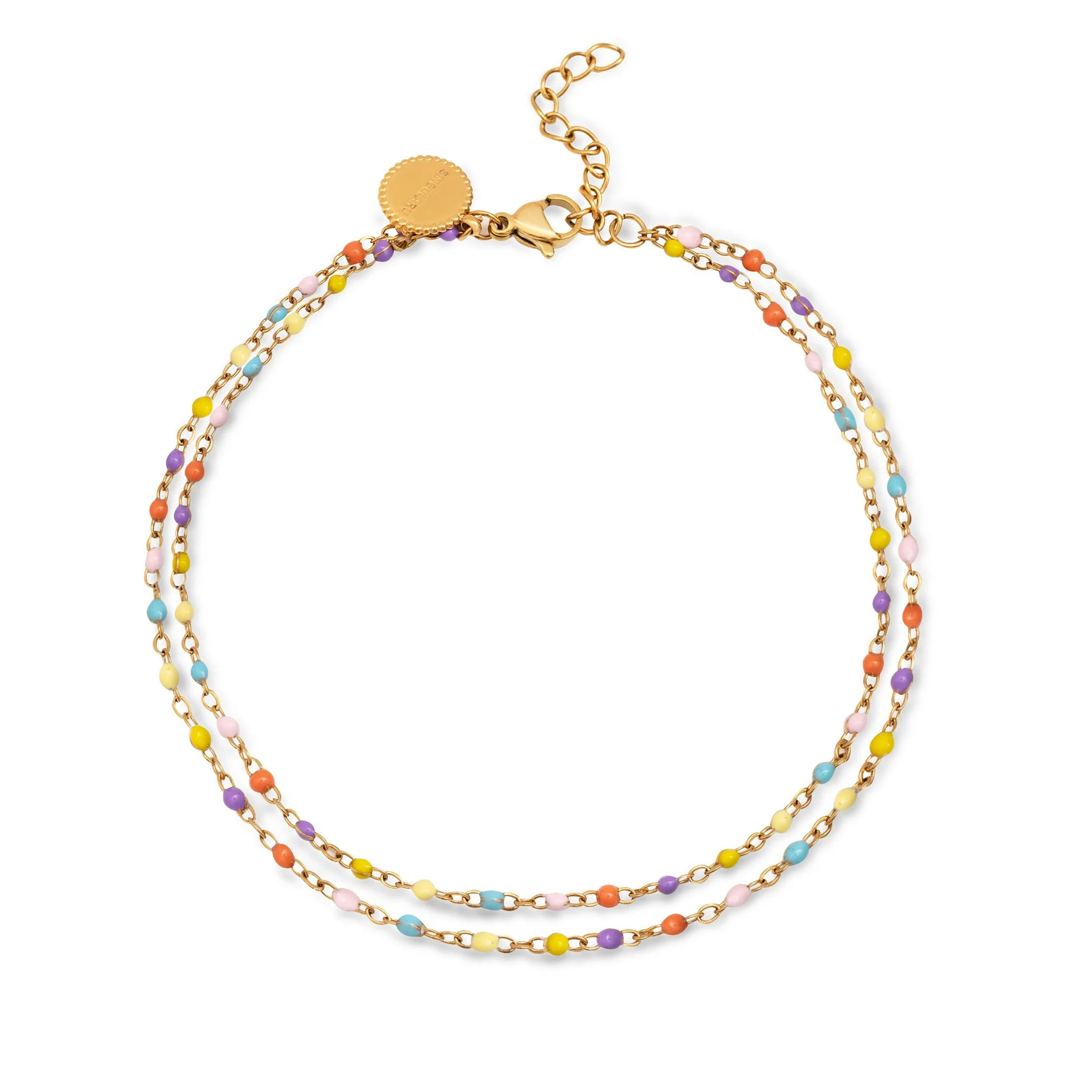 Double Dots Colors Enamel in Acciaio Placcato Oro