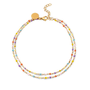 Double Dots Colors Enamel in Acciaio Placcato Oro