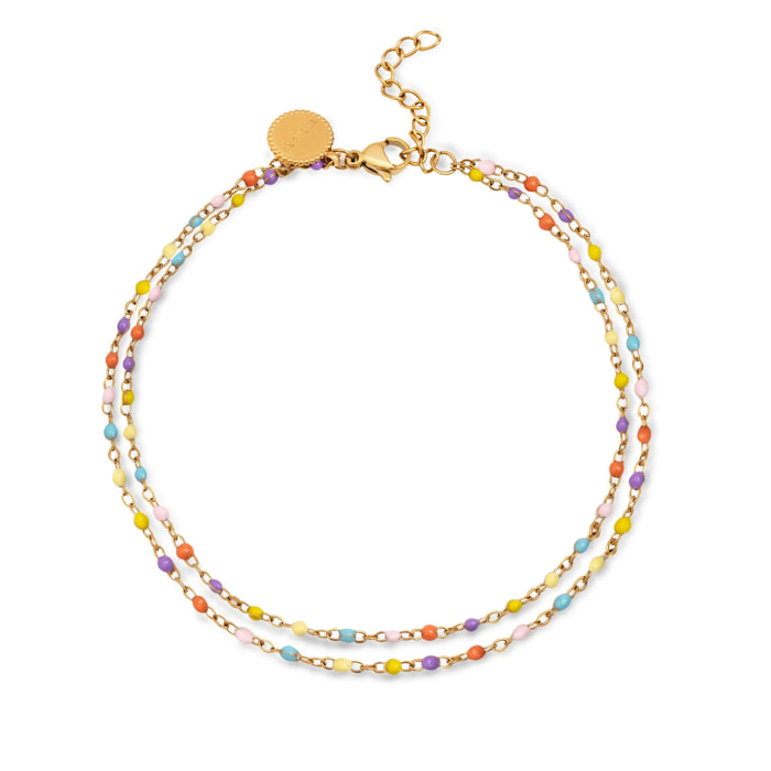 Double Dots Colors Enamel in Acciaio Placcato Oro