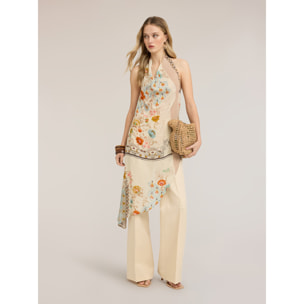 Motivi - Top asimmetrico con stampa floreale - Beige