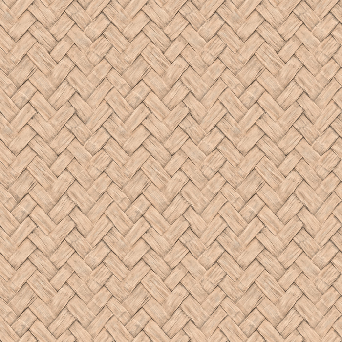 Papier peint effet vannerie tressée beige naturel