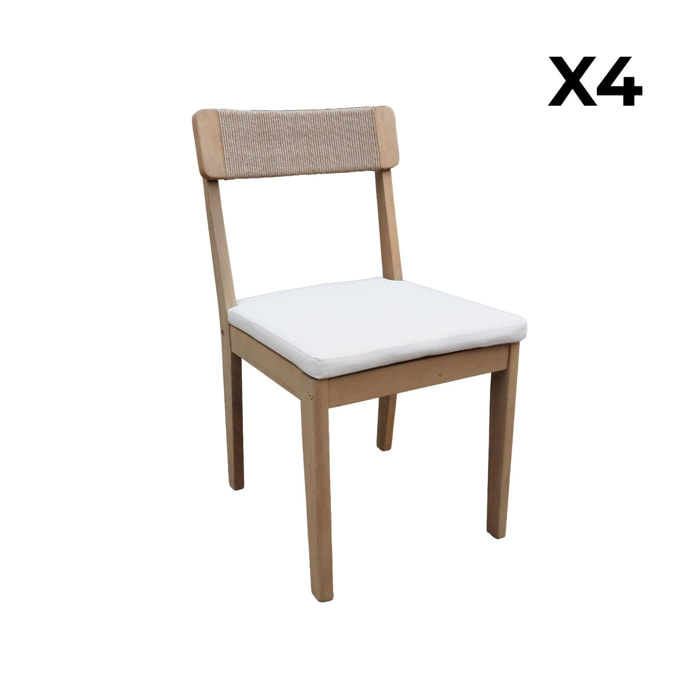 Chaise de jardin acacia et cordage (lot de 4) ANAKI