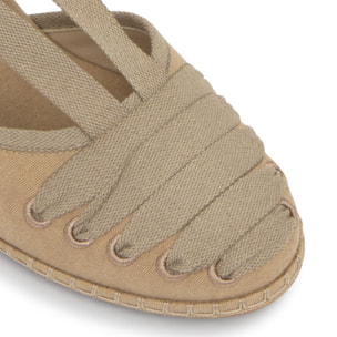 Alpargata embetada Corcega cuña forrada en algodón con cintas