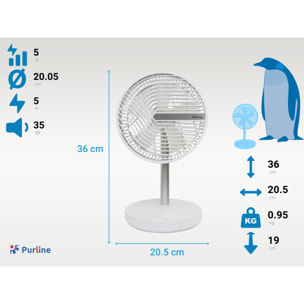 Ventilador de sobremesa con batería de litio recargable VENTY TA Li PURLINE