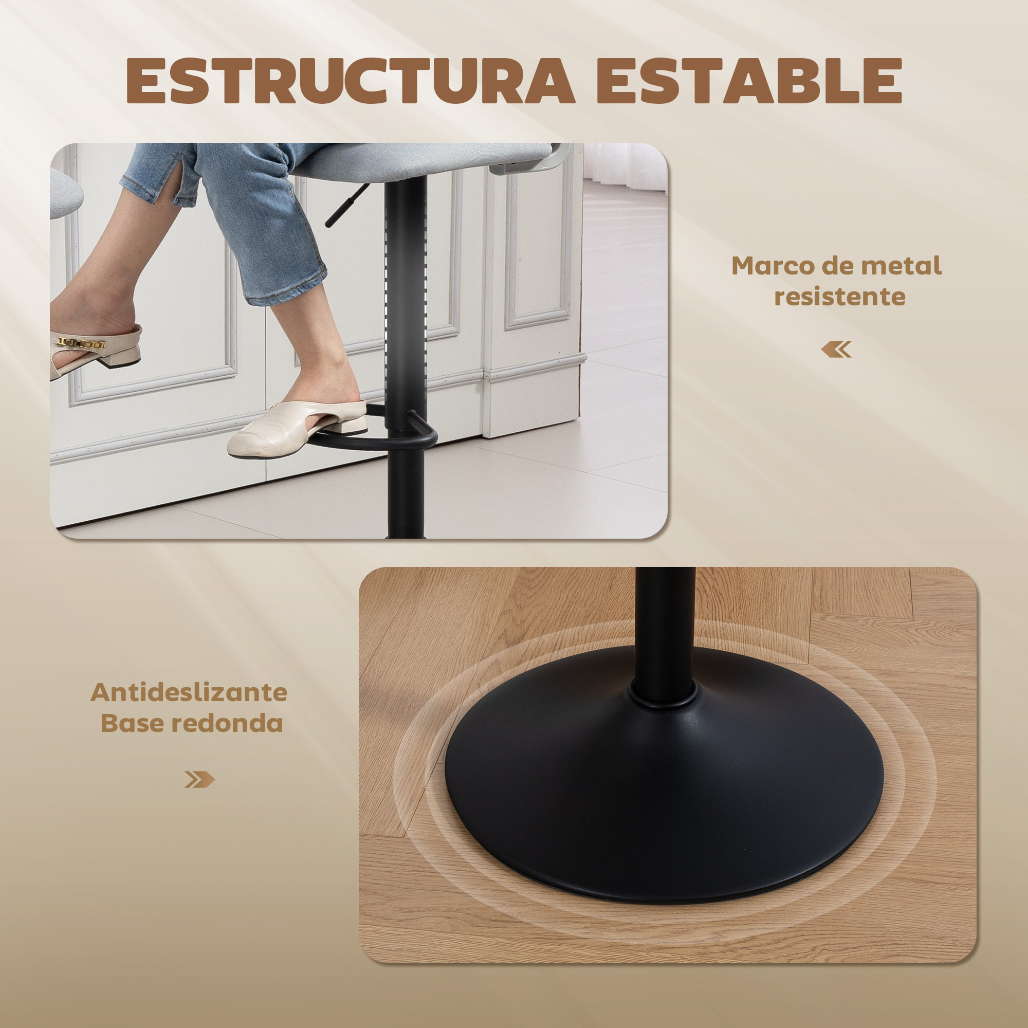 Juego de 2 Taburetes Altos de Cocina Giratorios en 360°, Taburetes de Bar Regulables en Altura de 84-105 cm, Respaldo Hueco, Reposapiés, para Comedor, Mostrador, Gris