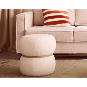 Sataya - pouf - en tissu bouclette - Blanc