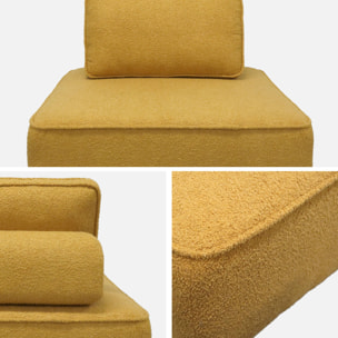 Lot de 3 chauffeuses pour canapé modulable tissu bouclette moutarde 1 place Bao. L 90 x P 90 x H 74cm