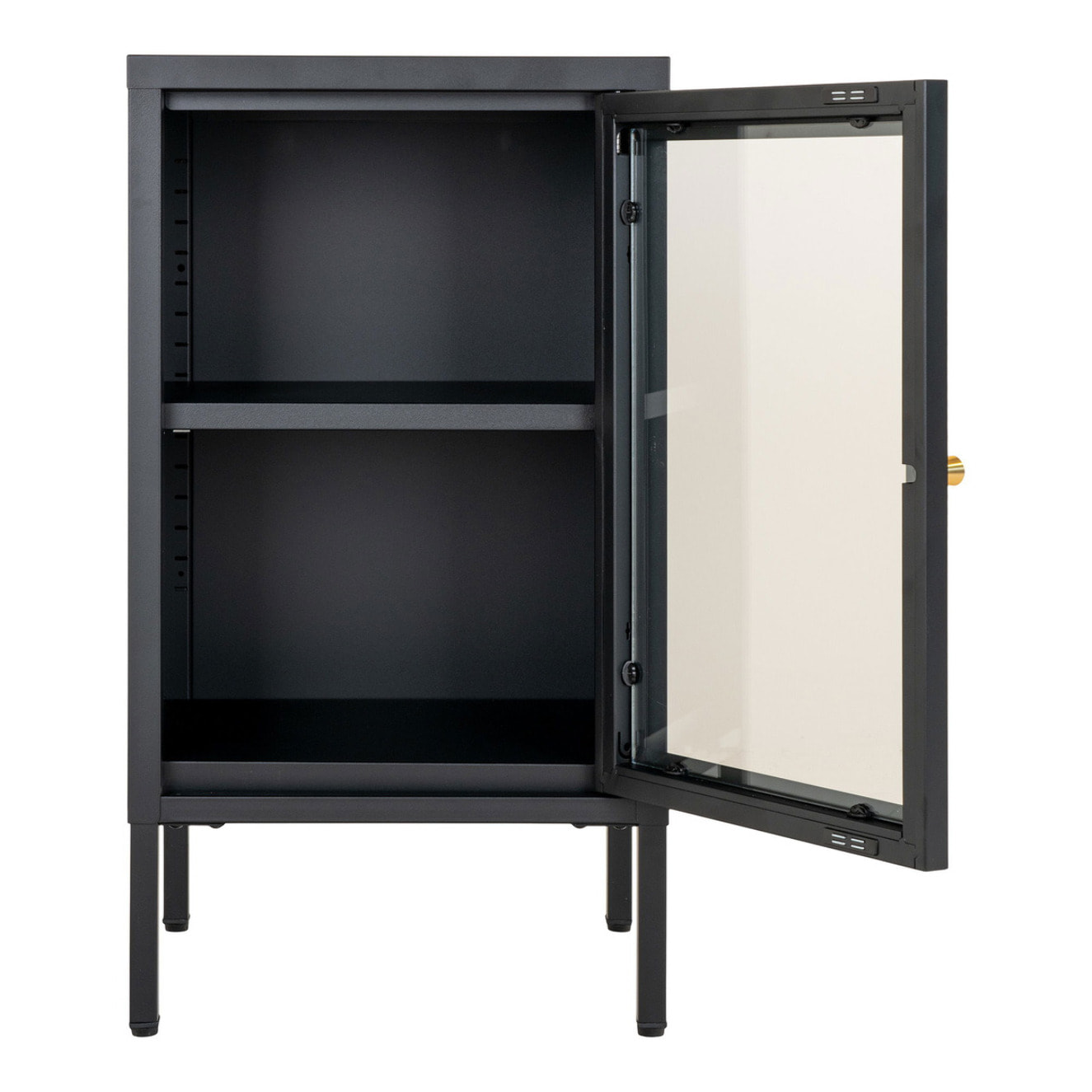 Armadietto Dalby in acciaio e vetro nero 38x35x70 cm