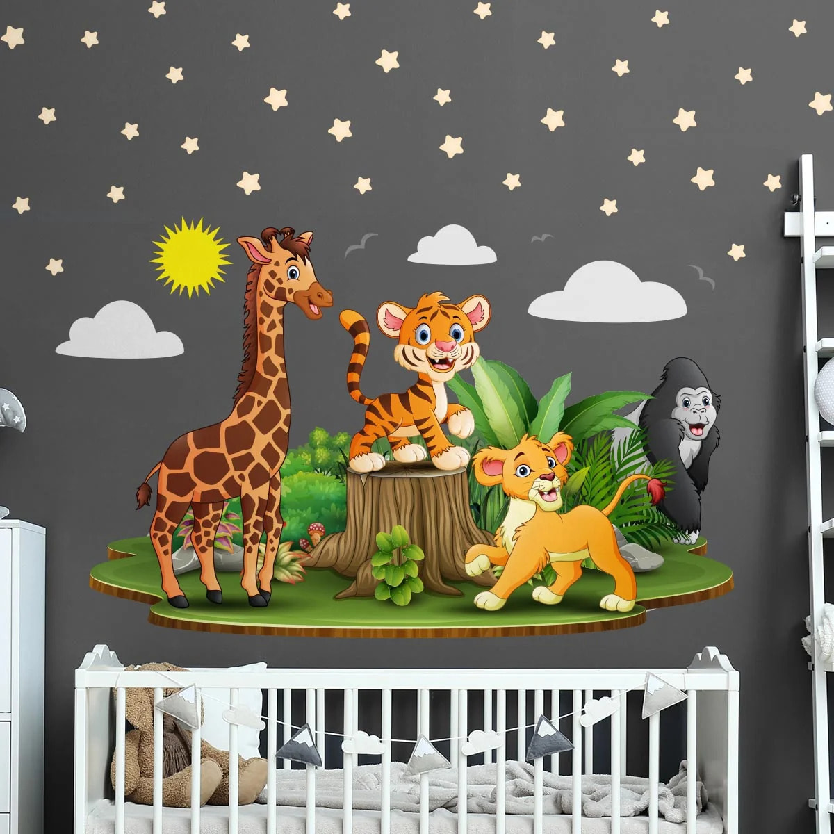 Sticker mural - Ambiance Sticker - ANIMAUX BÉBÉS D'AFRIQUE - 110x165cm